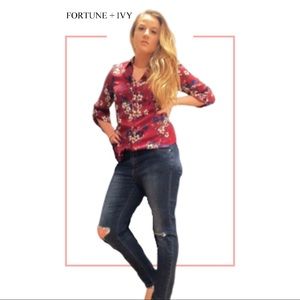 FORTUNE + IVY christelle Button Down Blouse